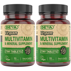 DEVA Tiny Tablets vegan multivitamin bottle front view for daily nutrition