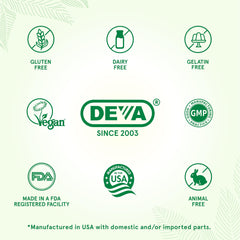 DEVA Vegan B12 fortified label closeup – built-in B12 supports red blood cell formation.