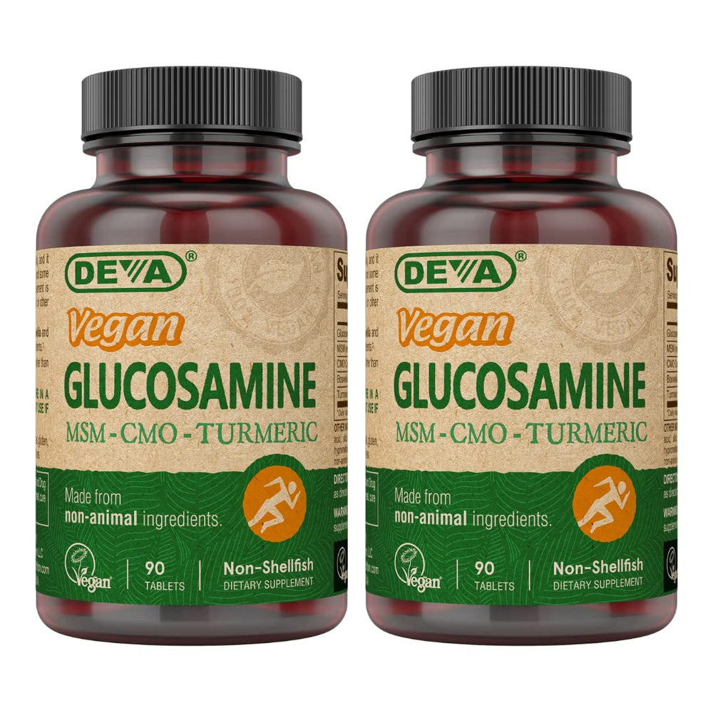 DEVA vegan glucosamine bottle front highlighting plant-based joint support formula