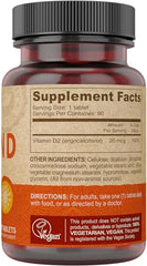 DEVA Vitamin D2 90-tablet bottle showing vegan-certified packaging.