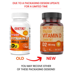 DEVA Vitamin D2 2400 IU label close-up highlighting vegan purity.