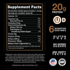 Devotion Nutrition Mocha Java Chip ingredients panel – whey isolate and micellar casein blend.