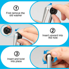 Dexspoeny replacement pad rotates into the cleaning brush for easy replacement.