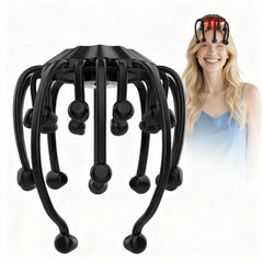 Dgtkayi electric scalp massager demonstrating 360° full-head massage for relaxation at home