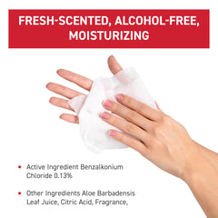 Diamond Wipes WipeEssentials hand-use image demonstrates wipe application on the palm.