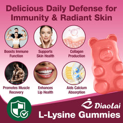 DIAOLAI L-Lysine gummies ingredients panel shows vegan formula