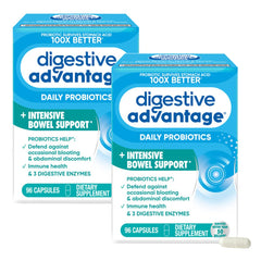 Digestive Advantage daily probiotics bottle showing capsules for gut health support