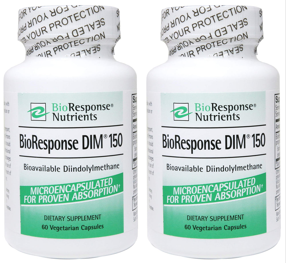 BioResponse DIM bottle showing capsules for daily wellness support.