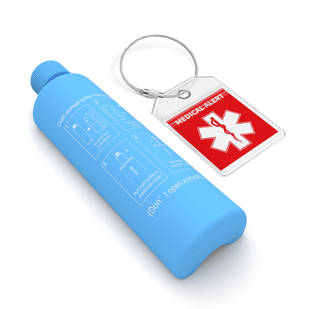 DISONCARE Odyssey ice pack bottle close-up showing long-lasting cooling for travel.