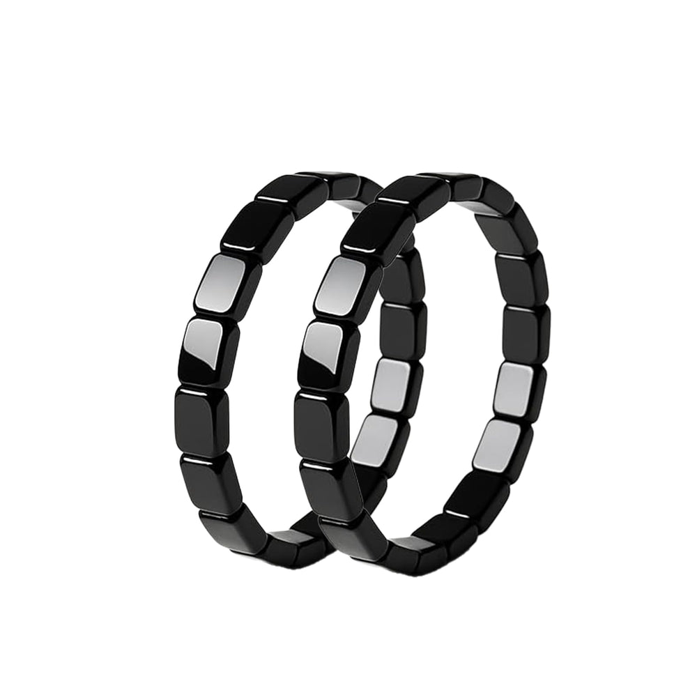 DivaGlamz Hematite Bracelet for Men closeup of beads highlighting natural texture and energy.