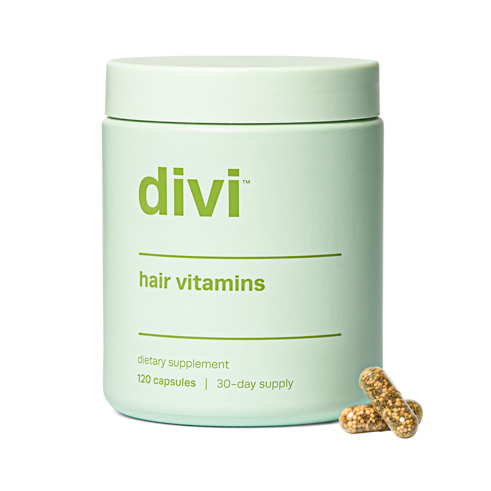 Divi Hair Vitamins hero bottle on display highlighting daily nourishment