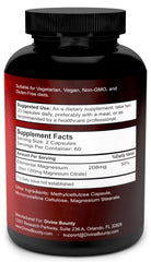 Divine Bounty 1300mg Magnesium Citrate Capsules close-up highlighting dense capsules