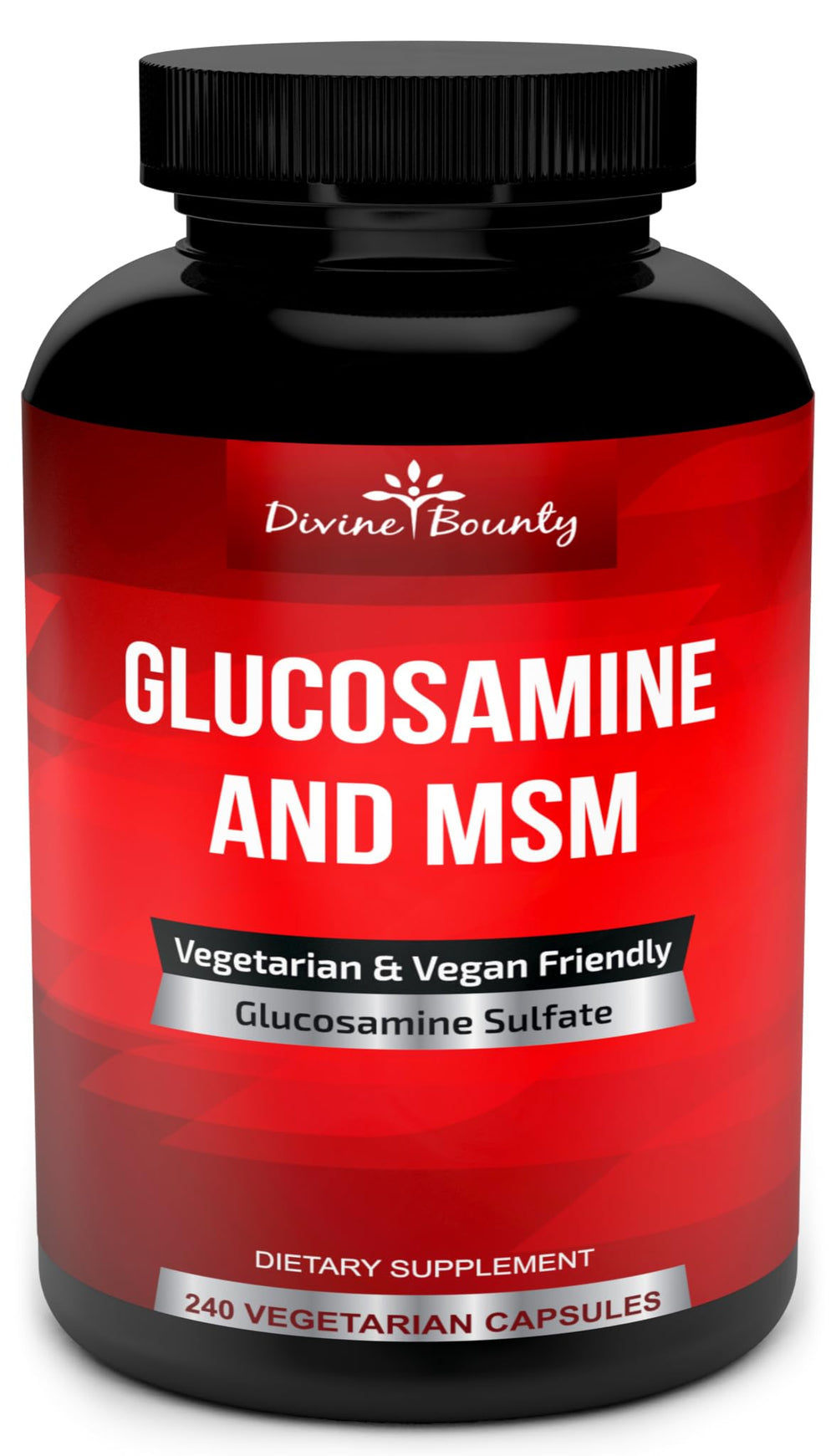 Divine Bounty glucosamine sulfate MSM bottle front for joint support
