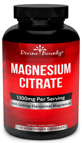 Divine Bounty Pure Magnesium Citrate Bottle showing high-potency capsule formula for daily use