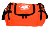 Dixie EMS Dixigear empty first responder II bag orange with organized main compartment and side pockets.