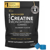 DLNIA Creatine Monohydrate Gummies bottle showcases blueberry flavor for convenient pre-workout energy.