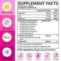 Dmeisy 70B CFU capsule delivers probiotic blend for gut and urinary balance.