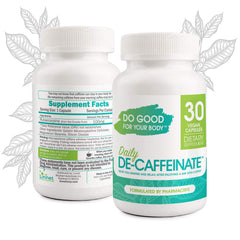 Do Good For Your Body Rutaecarpine bottle beside coffee mug for night-time routine