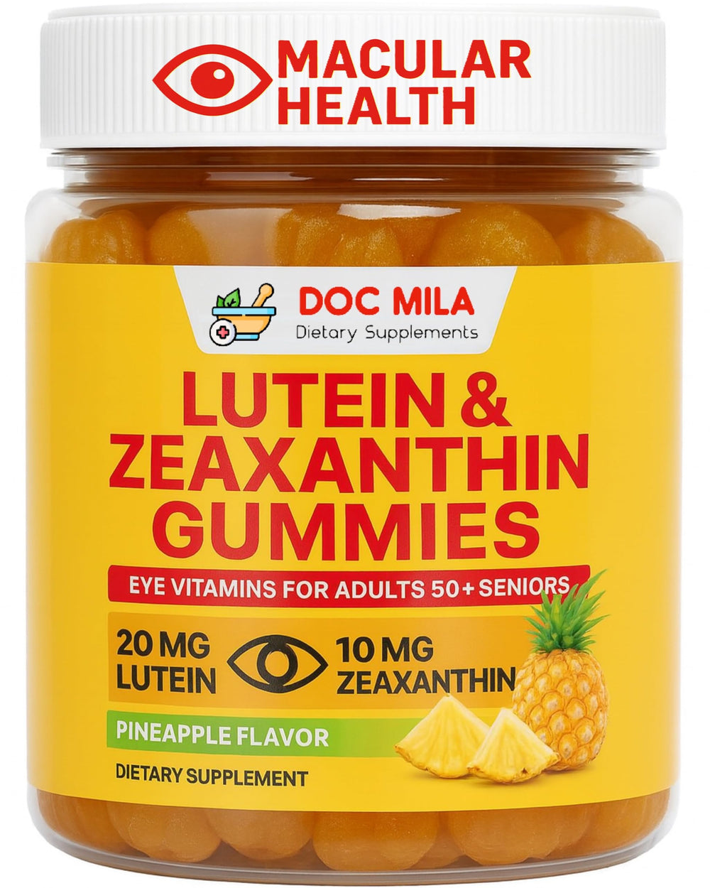 Doc Mila Lutein & Zeaxanthin gummies packaging for daily eye support
