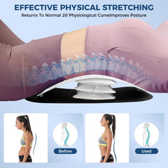 Docemel Back Stretcher shows inflatable airbag system for height adjustability.
