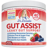 Doctor Danielle Gut Assist berry flavor bottle supports digestive comfort and leaky gut repair