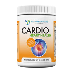 DOCTOR RECOMMENDED SUPPLEMENTS Cardio Heart Health Powder bottle showing L-Arginine and L-Citrulline for daily wellness.