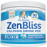Doctor Danielle Zenbliss bottle highlights a calming magnesium drink for relaxed evenings.