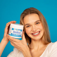Doctor Danielle Zenbliss powder scoop shows an easy mix for a soothing nightly ritual.