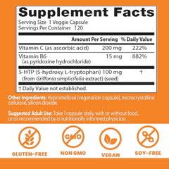 Doctor's Best 5-HTP capsules front view, suggesting sleep support and calm mood.