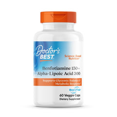 Doctor's Best benfotiamine 150 + alpha-lipoic acid 300 bottle, vegan capsules for metabolism support