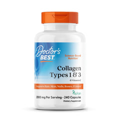 Doctor's Best collagen types 1 & 3 bottle pour for easy daily serving