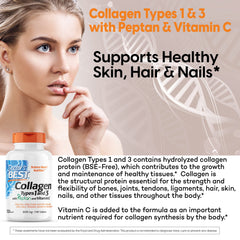 Front label of Doctor's Best collagen Types I & III product.