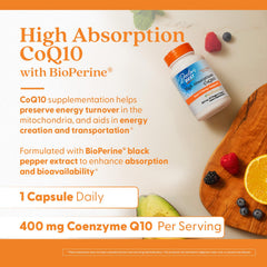 Bottle shows Doctor's Best CoQ10 vegan label for plant-based energy support.