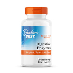 Doctors Best Digestive Enzymes bottle cap with capsules for daily digestive support
