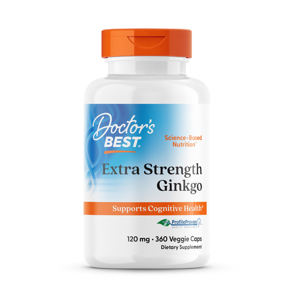 Doctor's Best Extra Strength Ginkgo bottle front suggesting memory support.