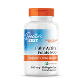 Doctors Best Fully Active Folate 800 bottle close-up with Quatrefolic vegan formula for daily folate support