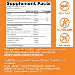 Doctor's Best Glucosamine Chondroitin MSM Capsules closeup highlights joint comfort and flexibility.