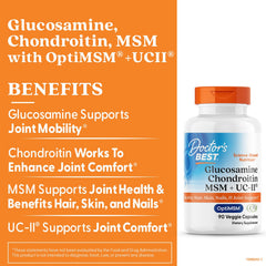 Doctor's Best Glucosamine-Chondroitin-MSM-UCII capsules pouring for easy daily dosing