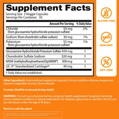 Doctor's Best Glucosamine-Chondroitin-MSM-UCII label detail with ingredients