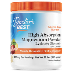 Doctor's Best high-absorption magnesium powder jar for daily muscle support.