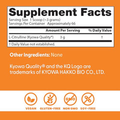 Close-up of L-Citrulline ingredients label from Doctors Best.