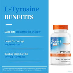Doctor's Best L-Tyrosine 500 mg label close-up non-GMO formula