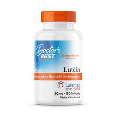 Doctors Best Lutein 20 mg bottle supports eye health and blue light defense