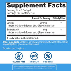Softgels close-up show easy-to-swallow supplement for eye support.