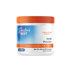 Doctor's Best MSM Powder bottle label highlighting joint support.