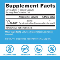 Doctors Best PQQ capsules offer convenient veggie caps for non-GMO, gluten-free use.