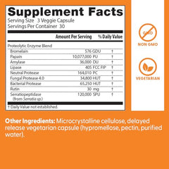 Doctor's Best proteolytic enzymes capsules shown as vegetarian capsules.