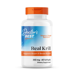 Doctor's Best Real Krill 350mg bottle shown for convenient daily omega-3 intake.