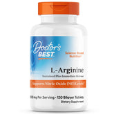 Doctor's Best Sustained Plus Immediate Release L-Arginine bottle front promotes healthier circulation