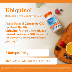 Doctor's BEST Ubiquinol heart-health graphic showing energy pathways.